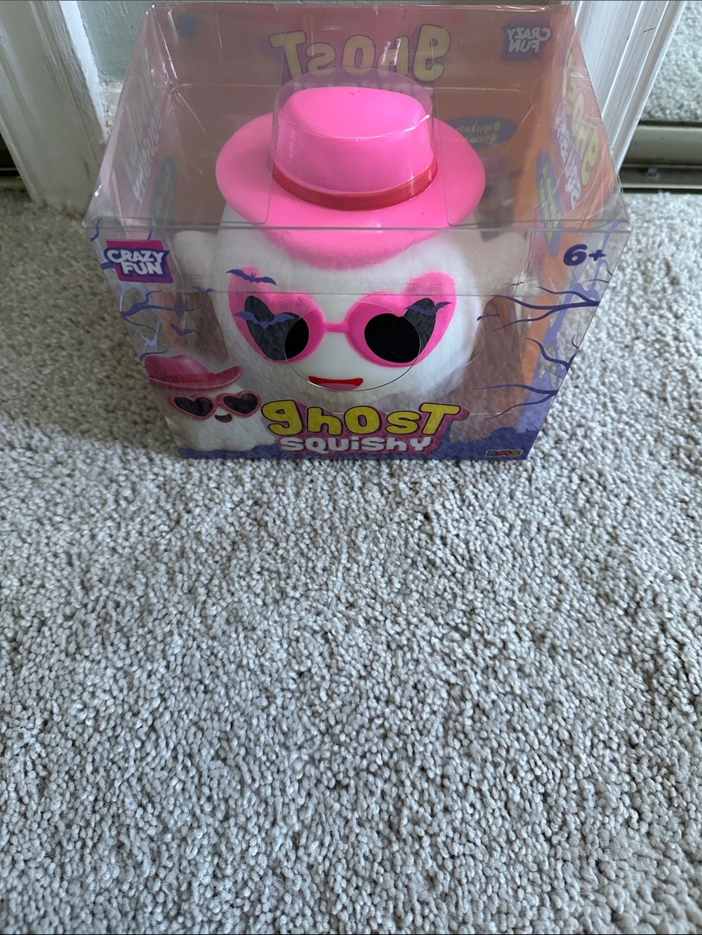 Ghost Squishy Plush - White with Pink Hat & Sunglasses